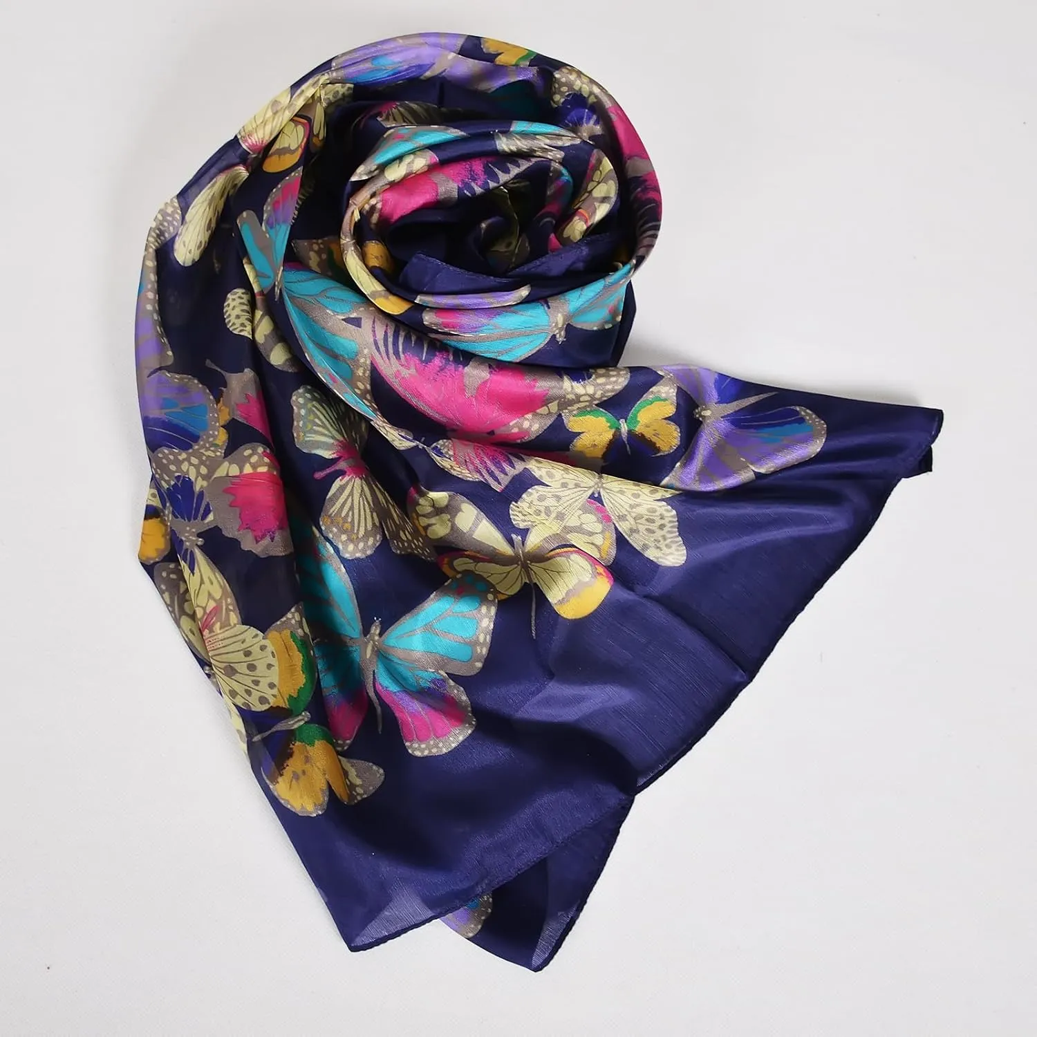 Women's 100% Mulberry Silk Long Scarf-Floral Print Lightweight Scarves-Oblong Summer Travel Sunscreen Shawl 69" x 43"