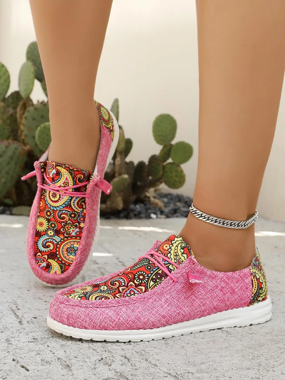 Women's Aztec Print Slip-On Loafers - Elastic Lace Comfort Shoes, Lightweight Foam Sole, Orthotic Support for Daily Wear, Trendy Casual Sneakers (US 6-11)
