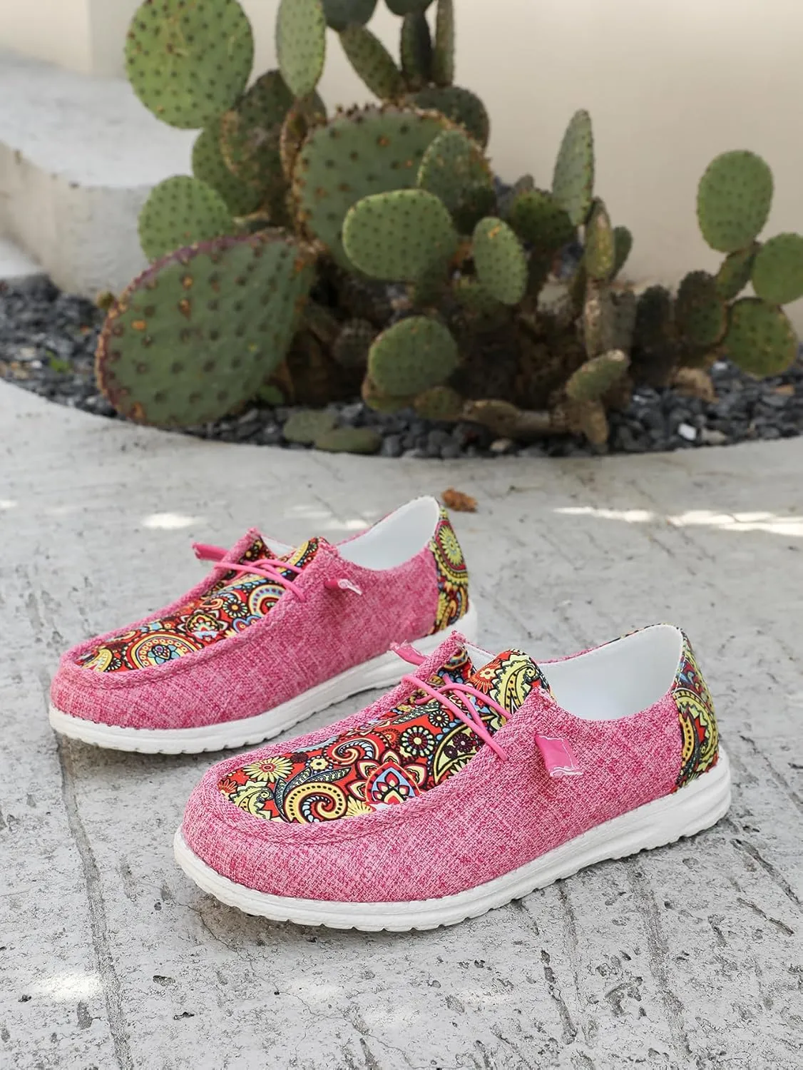 Women's Aztec Print Slip-On Loafers - Elastic Lace Comfort Shoes, Lightweight Foam Sole, Orthotic Support for Daily Wear, Trendy Casual Sneakers (US 6-11)