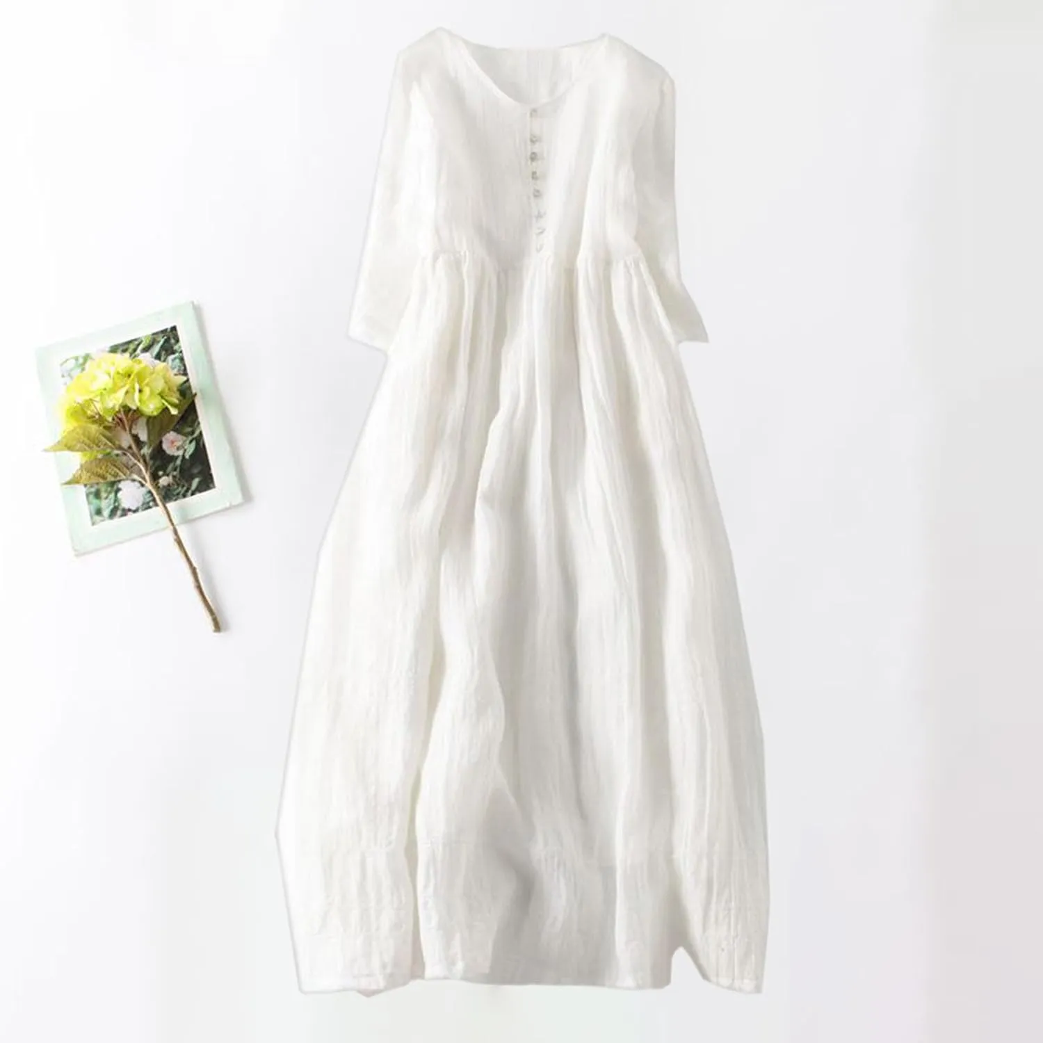 Womens Cotton Linen Dresses Summer Dressy Casual Short Sleeve Maxi Dresses Trendy Summer Vacation A Line Dress