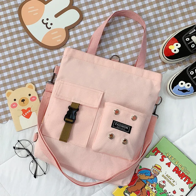 Women's Cute Bear Lamb Trendy Canvas Artistic Crossbody Bags