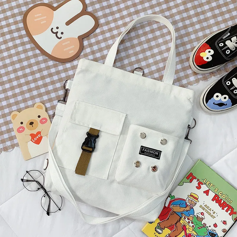 Women's Cute Bear Lamb Trendy Canvas Artistic Crossbody Bags