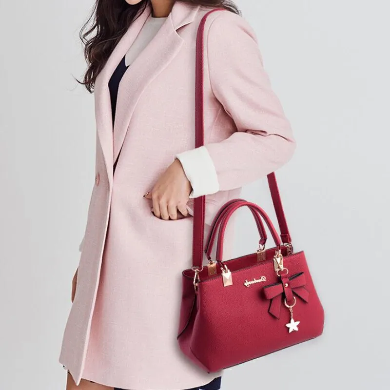 Womens Elegant Luxury Shoulder Handbag With Bow