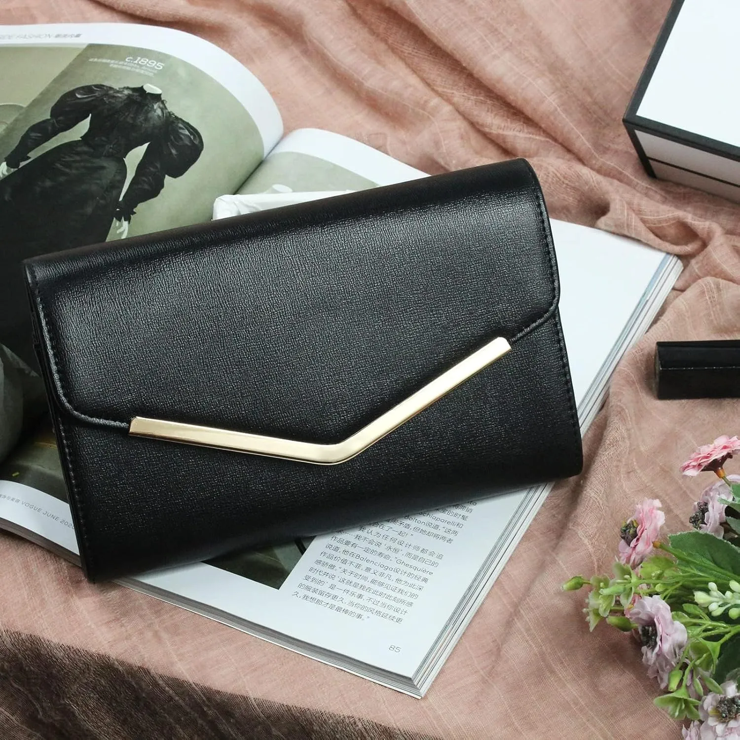 Women's Evening Bag Envelope Clutch Purse Detachable Chain Crossbody Bag for Wedding Party Shoulder Bag Handbag