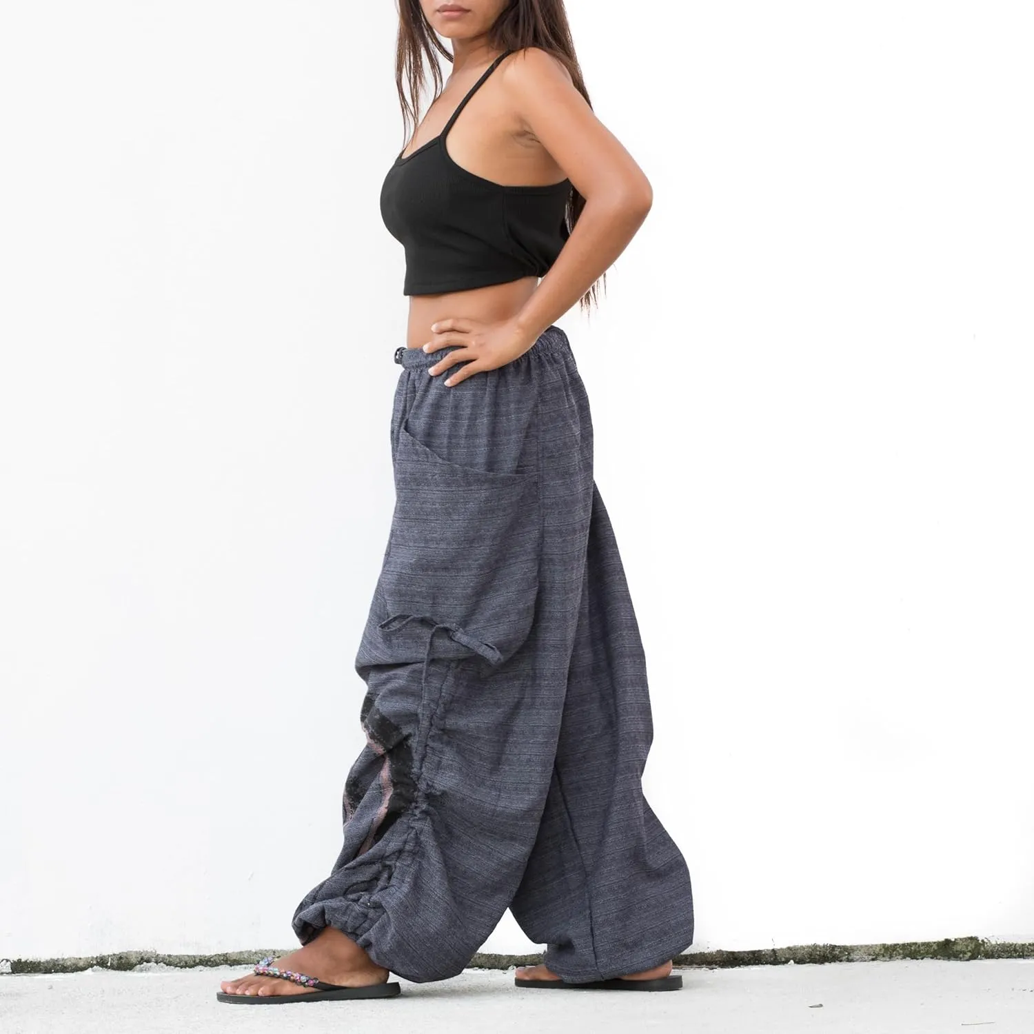 Women's Harem Cotton Pants Loose Fit Yoga Spiral Print Pants with Pockets