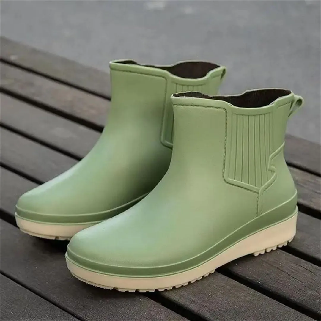 Women's High Top Rain Shoes Soft Sole Non Slip Waterproof Detachable Cotton Cover Water Shoes Work Shoes