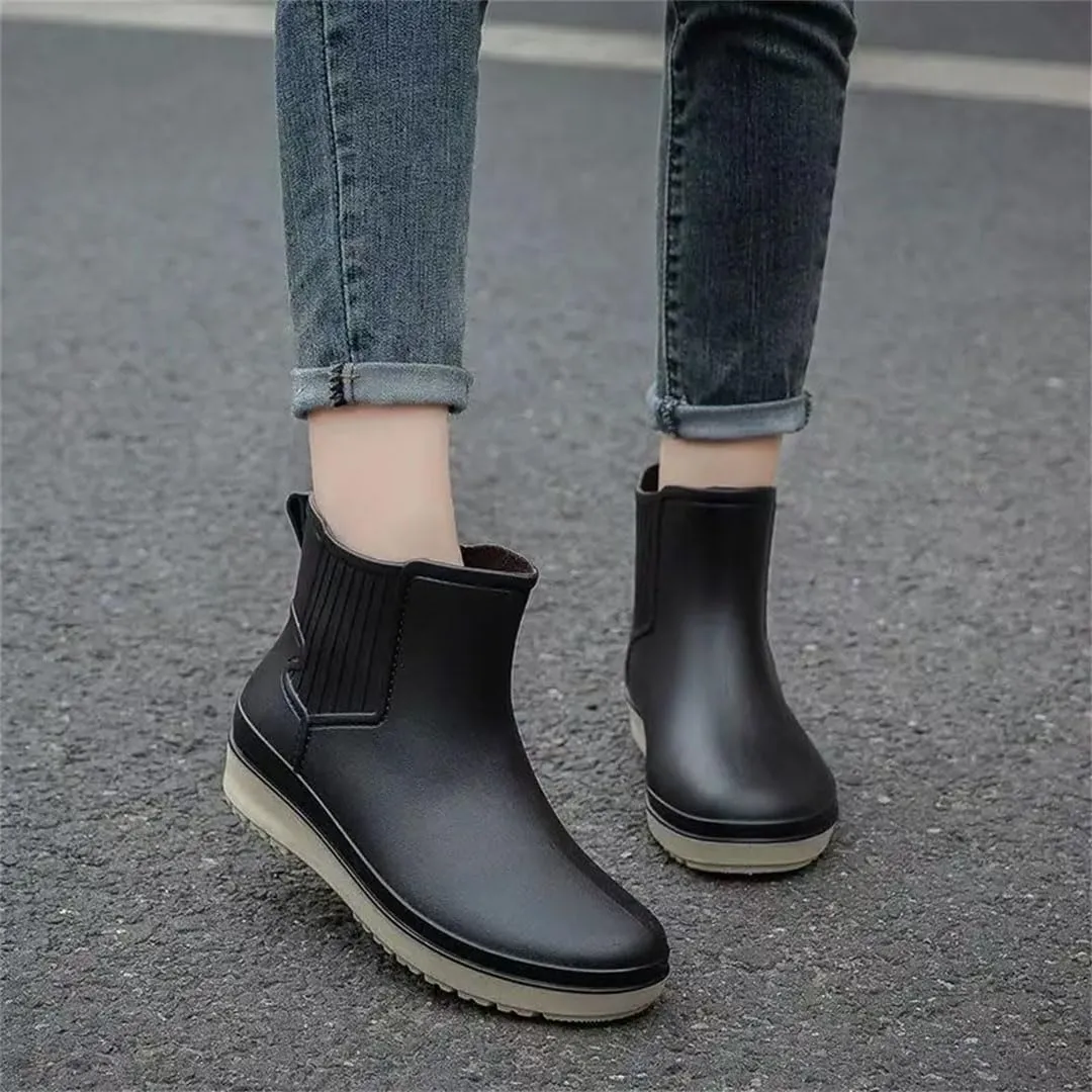 Women's High Top Rain Shoes Soft Sole Non Slip Waterproof Detachable Cotton Cover Water Shoes Work Shoes