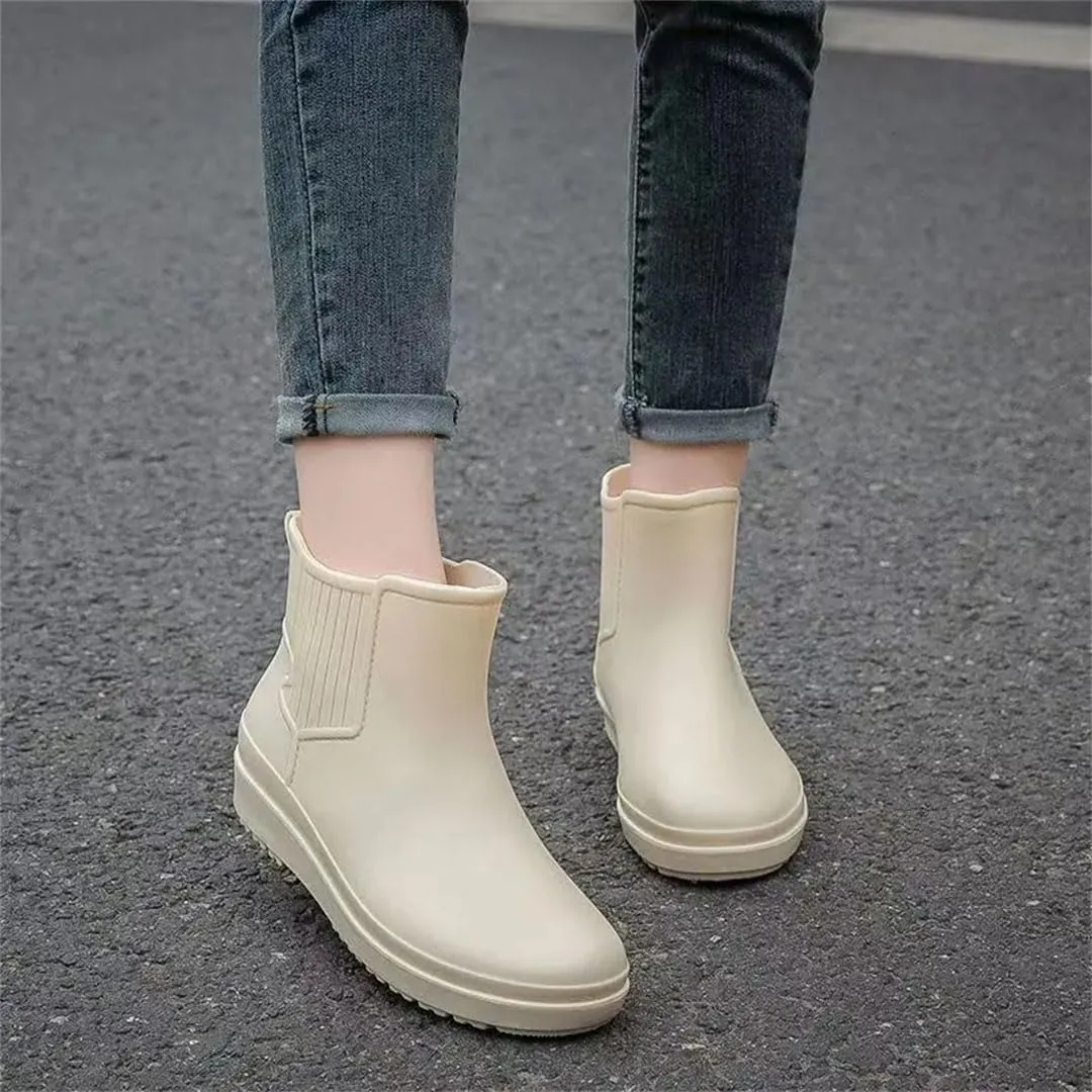 Women's High Top Rain Shoes Soft Sole Non Slip Waterproof Detachable Cotton Cover Water Shoes Work Shoes