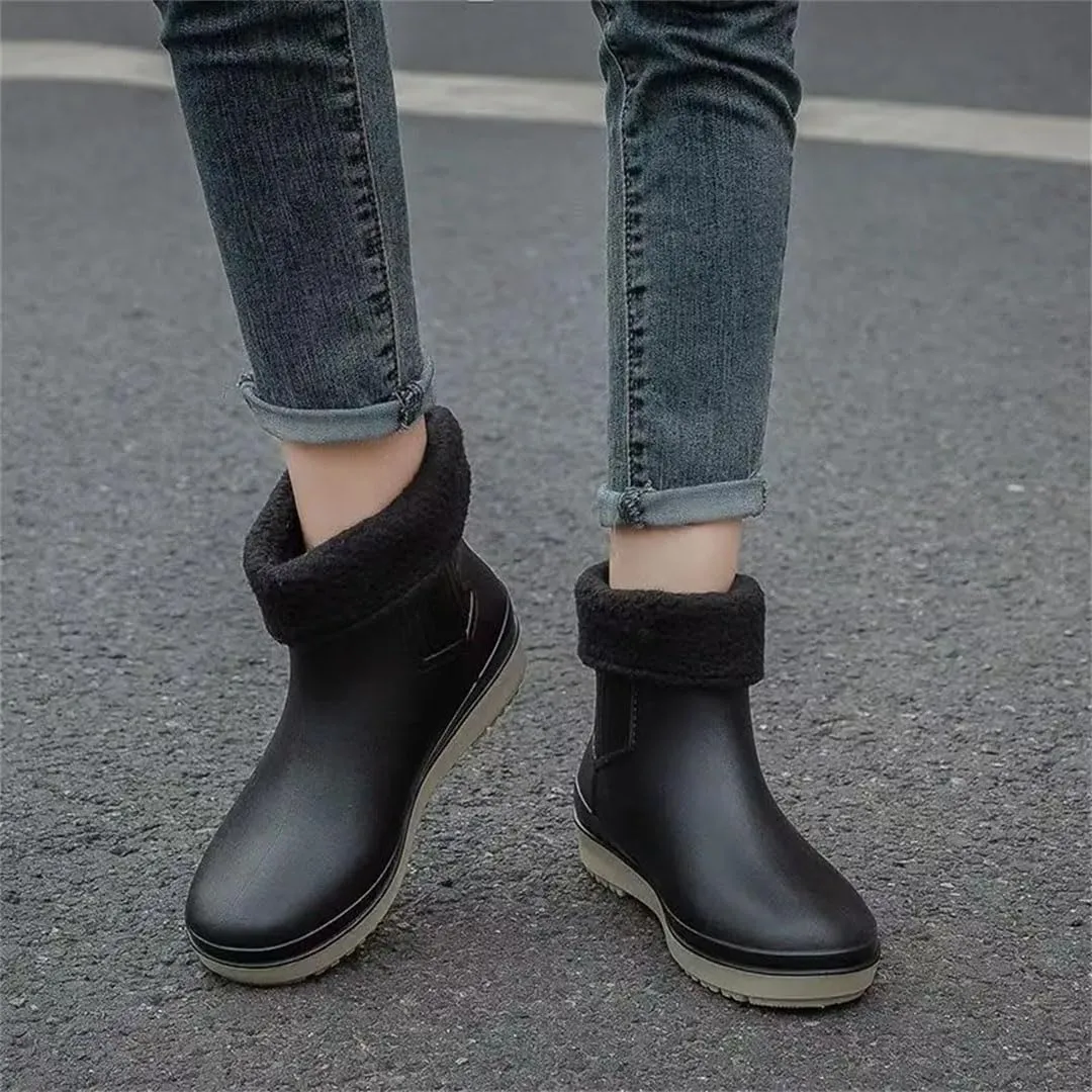 Women's High Top Rain Shoes Soft Sole Non Slip Waterproof Detachable Cotton Cover Water Shoes Work Shoes