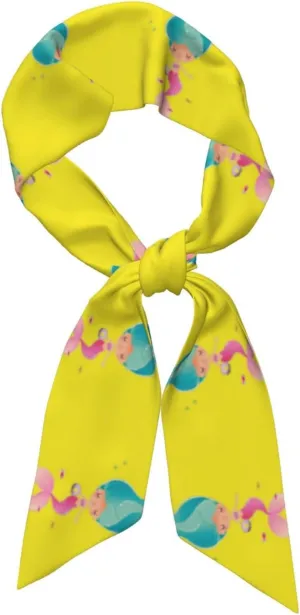 Women'S Mermaid Print Long Scarf,Fashionable Headscarf,Hair Accessories,Handbag Or Hat Decoration
