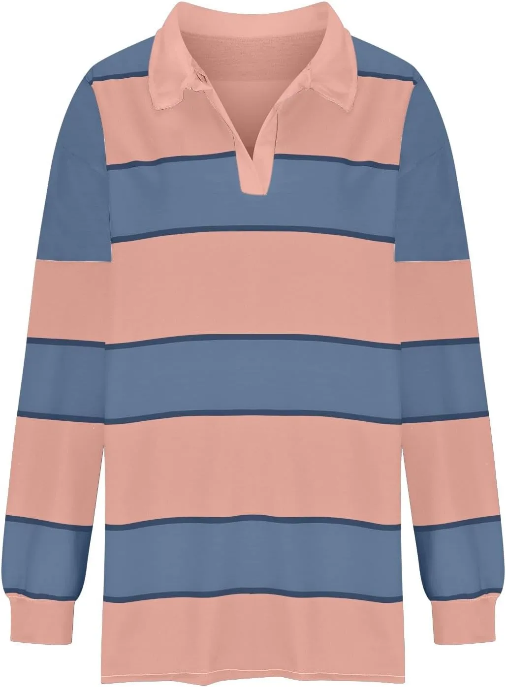 Womens Oversized Striped Swearshirt V Neck Color Block Tops Teen Girls Y2K Clothes Trendy Preppy Outfits Fall Shirts