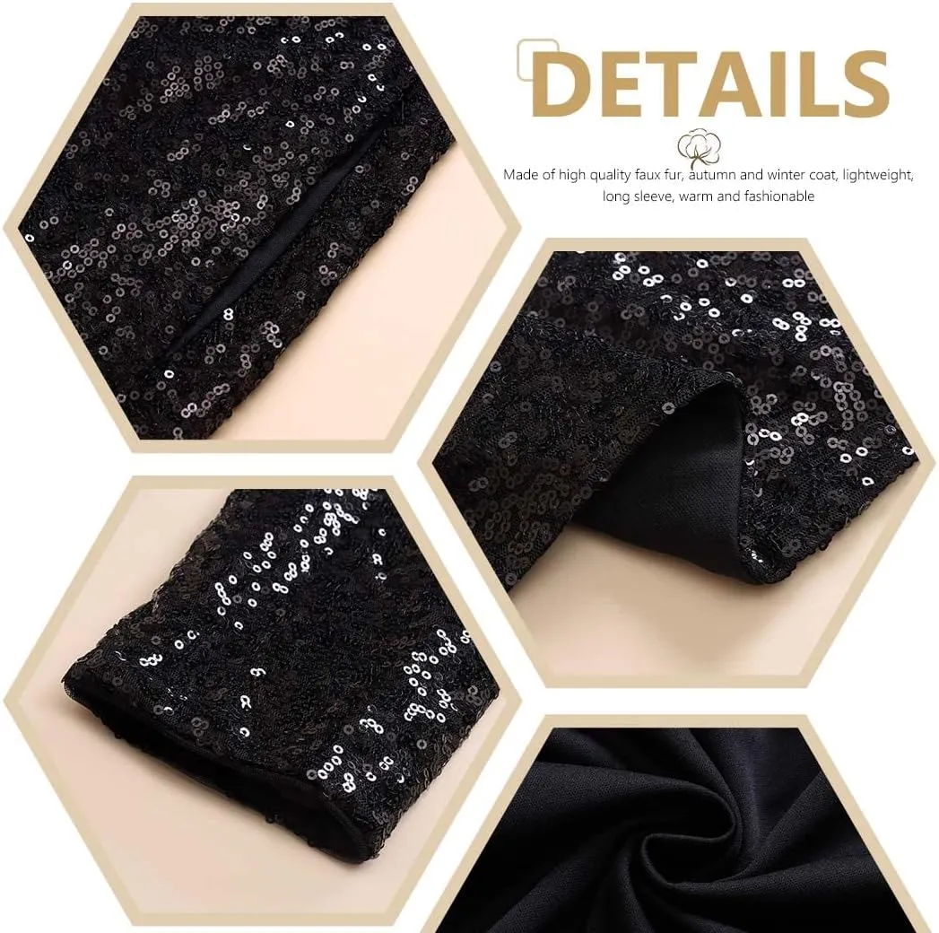 Women's Sequin Jackets Shiny Open Front Blazer Jacket Long Sleeve Jacket Sparkly Nightclub Party Cardigan Coat