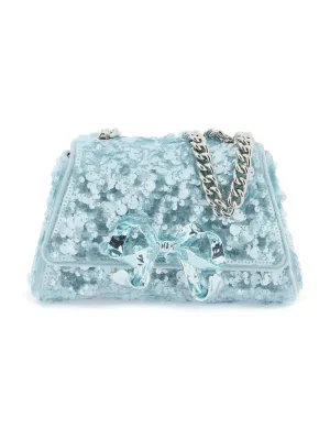 Women's Sequined Bow Mini Shoulder Bag in Light Blue | AW23302BL