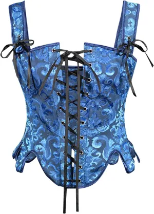 Womens Sexy Bustier Corset Top Y2K Eyelet Lace-up Floral Print Push Up Crop Tops Vintage Tank Party Clubwear Bodice