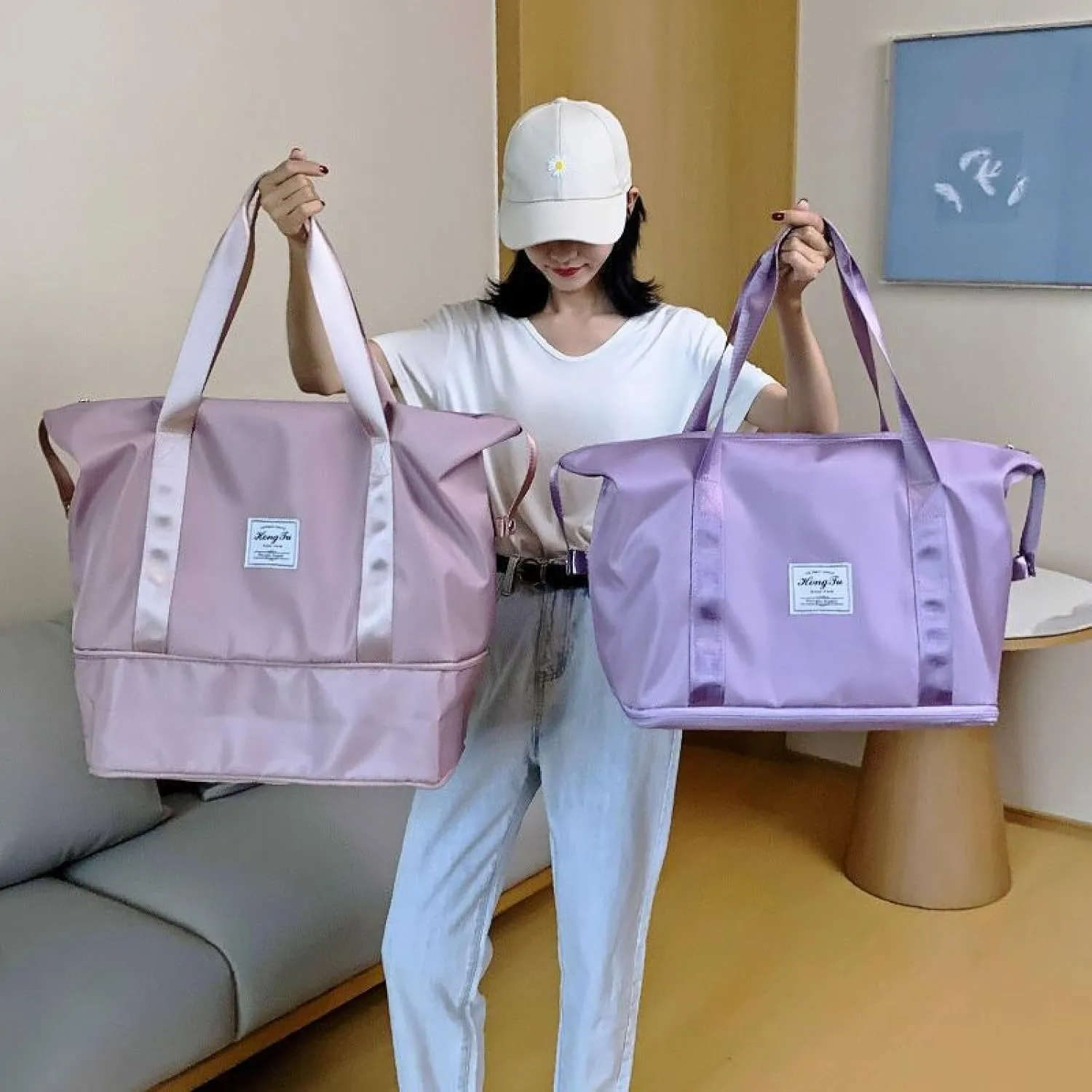 Women's Short-Distance Luggage, Business Trip Travel Bags, Portable Large-Capacity Storage Bags, Folding Lightweight Travel Bag Storage