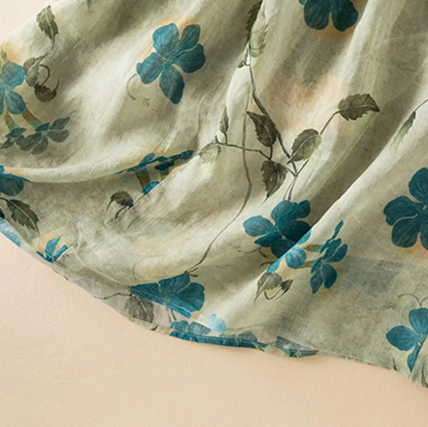 Womens Short Sleeve Lightweight Midi Dresses Cute Flower Graphic Print Sundress Tie Front Cotton Linen Dresses