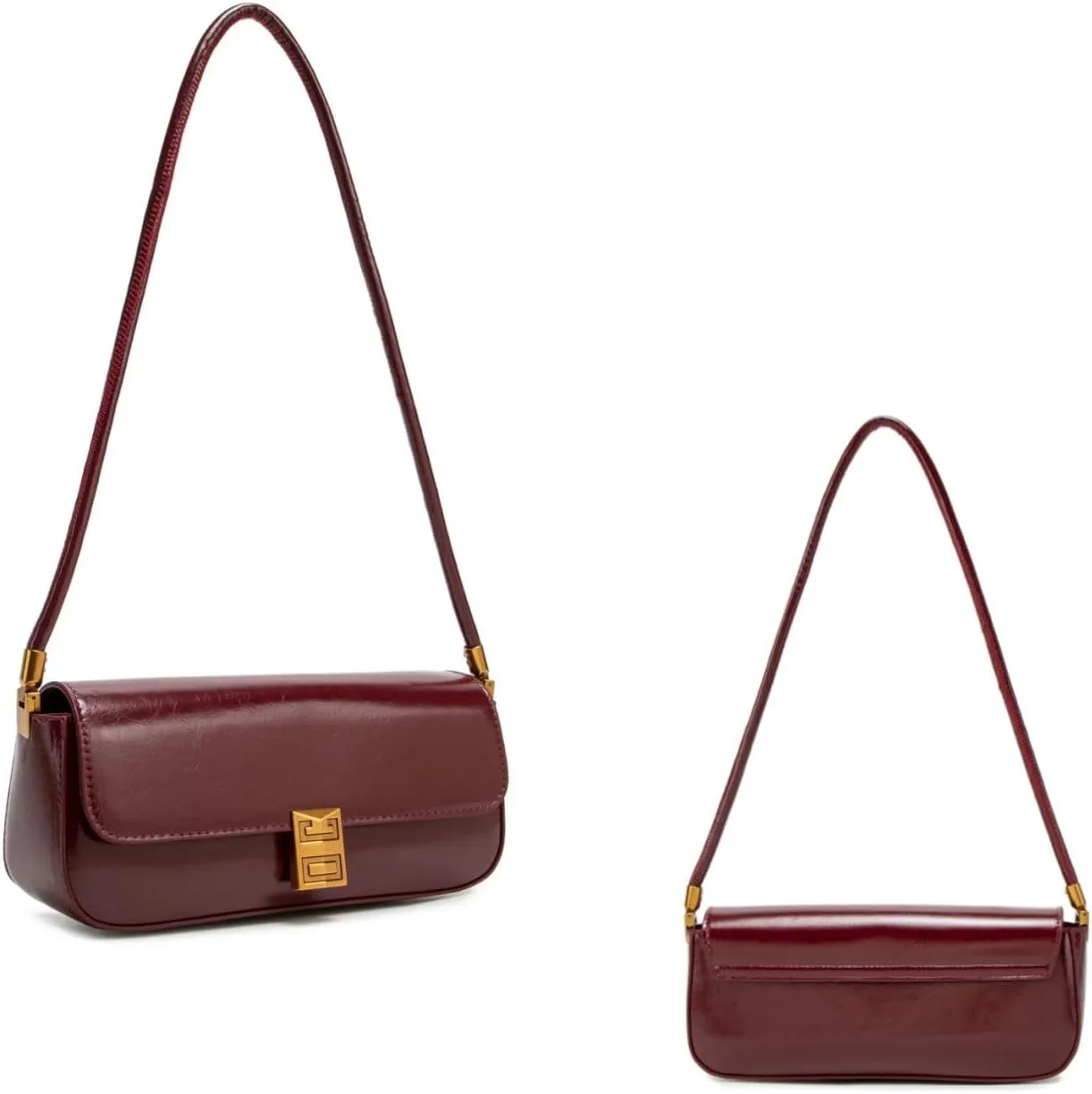 Women’s Shoulder Bag, Retro Burgundy Handbag, Small Clutch Purse Spring Bags for Women 2025