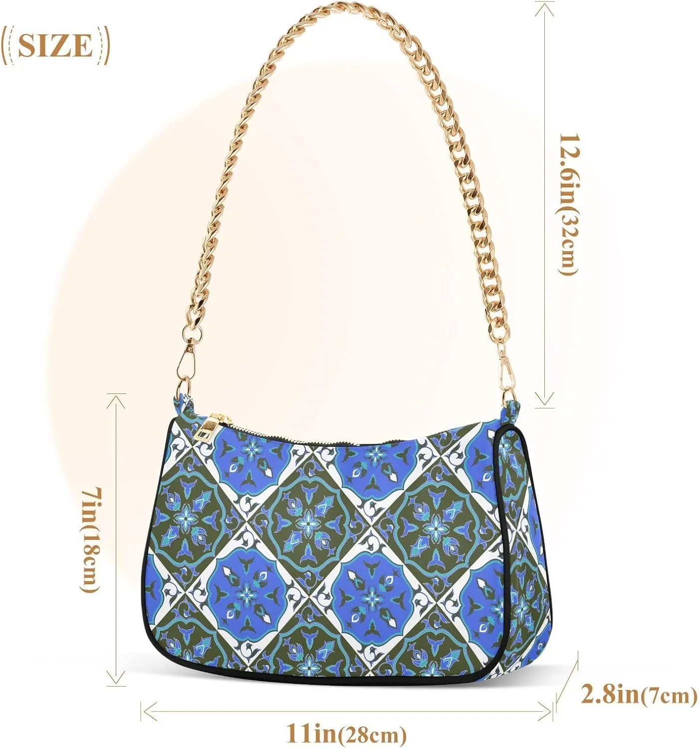 Women's Shoulder Handbags Chain Shoulder Brace for Women Bag Bohemian Pattern Ladies Vacation Handbags Tote Purse,Multi1
