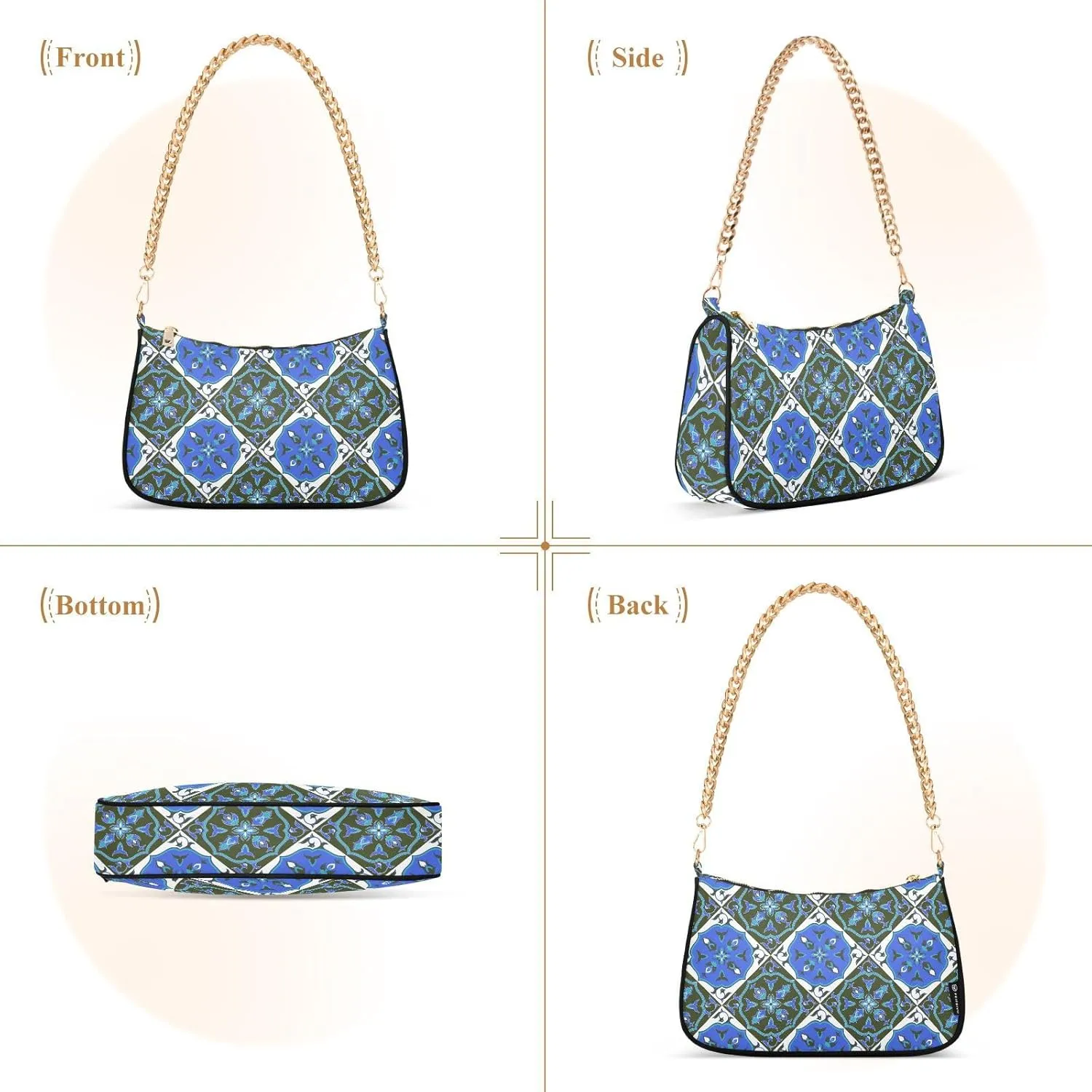 Women's Shoulder Handbags Chain Shoulder Brace for Women Bag Bohemian Pattern Ladies Vacation Handbags Tote Purse,Multi1