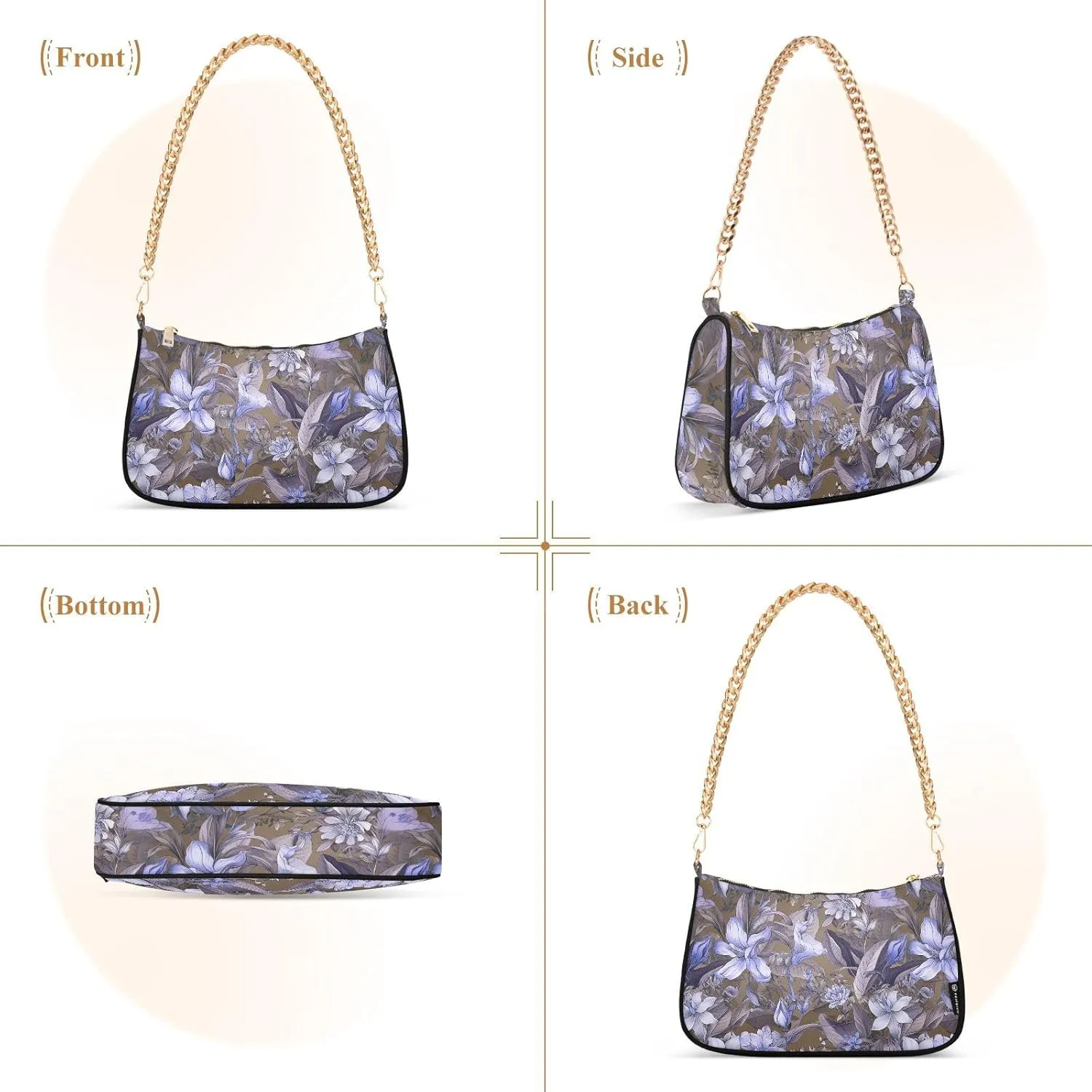 Women's Shoulder Handbags Chain Shoulder Brace for Women Bag Flowers Pattern Ladies Vacation Handbags Tote Purse,Multi1