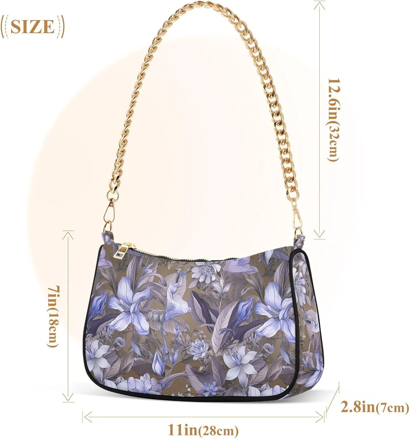 Women's Shoulder Handbags Chain Shoulder Brace for Women Bag Flowers Pattern Ladies Vacation Handbags Tote Purse,Multi1