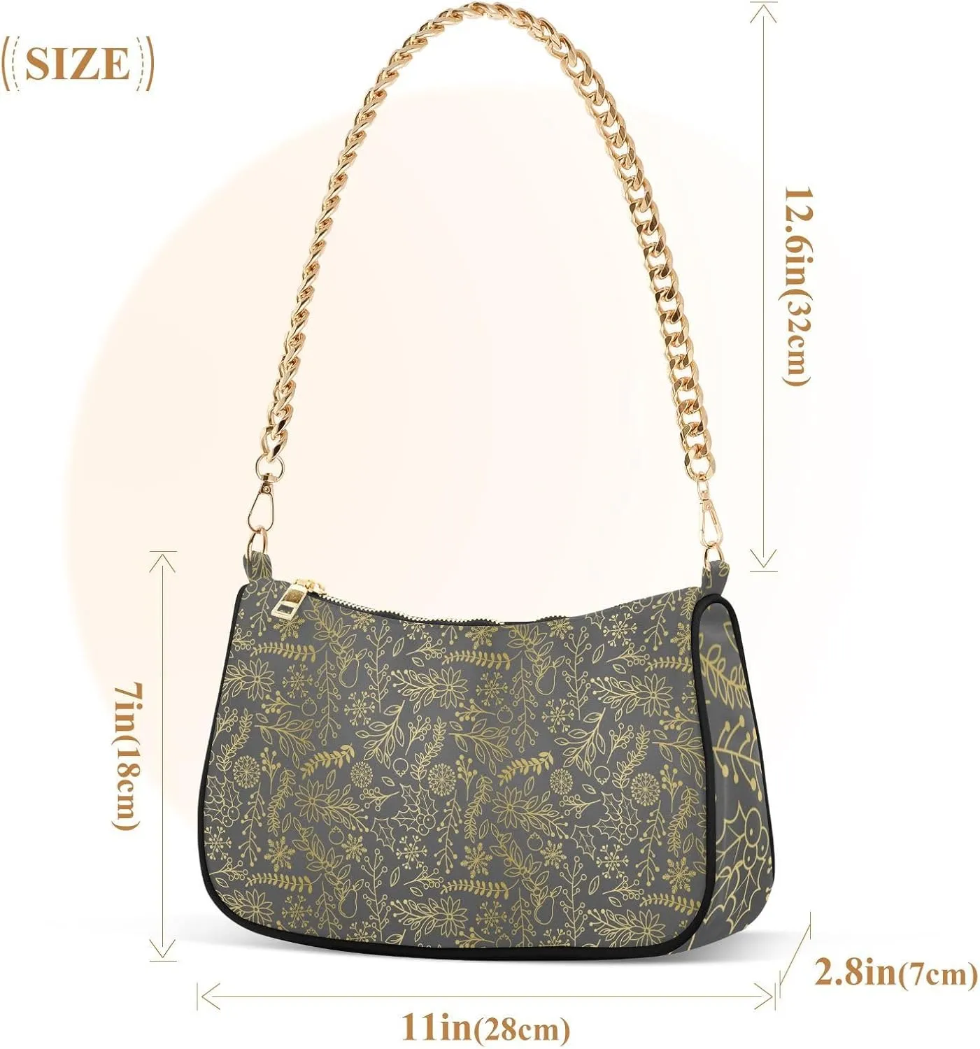 Women's Shoulder Handbags Chain Shoulder Brace for Women Bag Leaves Pattern Ladies Vacation Handbags Tote Purse,Multi1