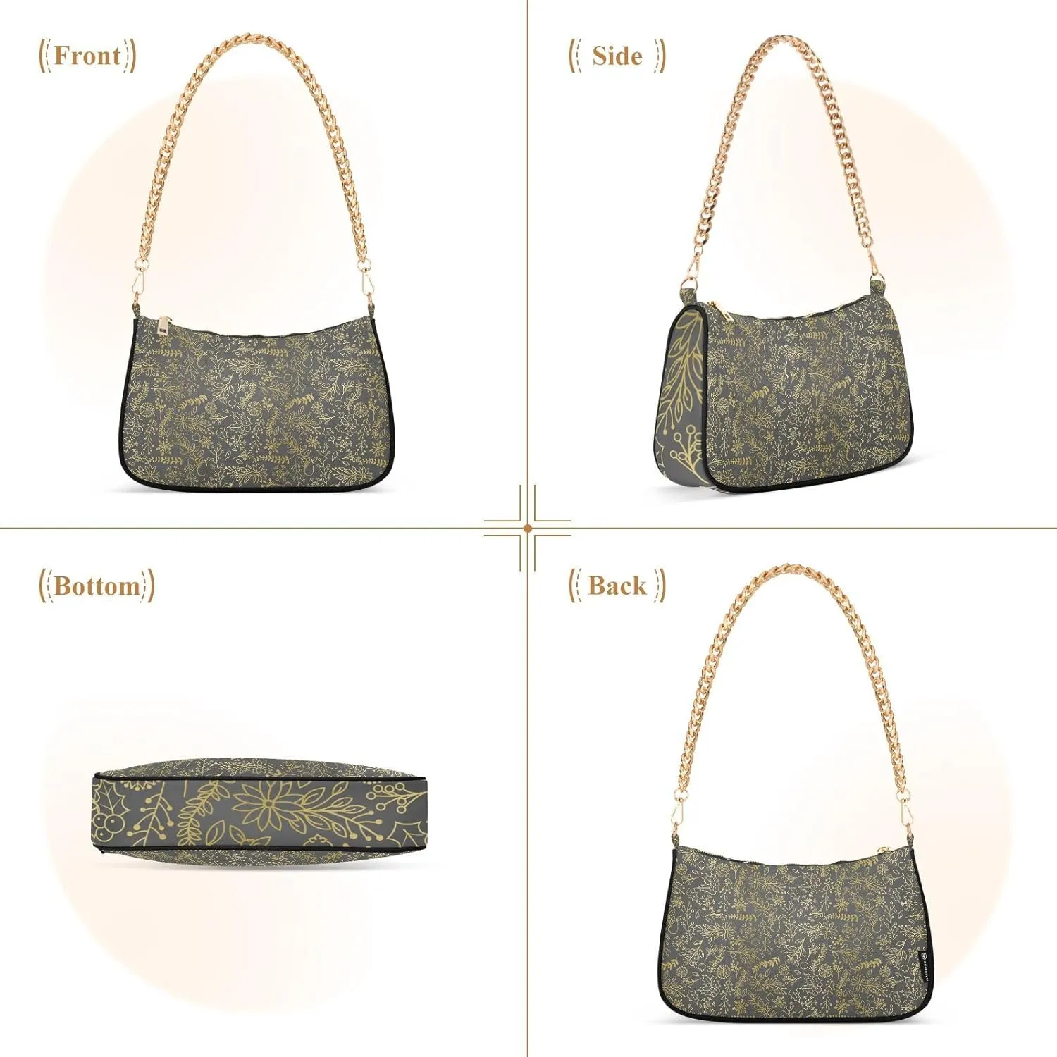 Women's Shoulder Handbags Chain Shoulder Brace for Women Bag Leaves Pattern Ladies Vacation Handbags Tote Purse,Multi1