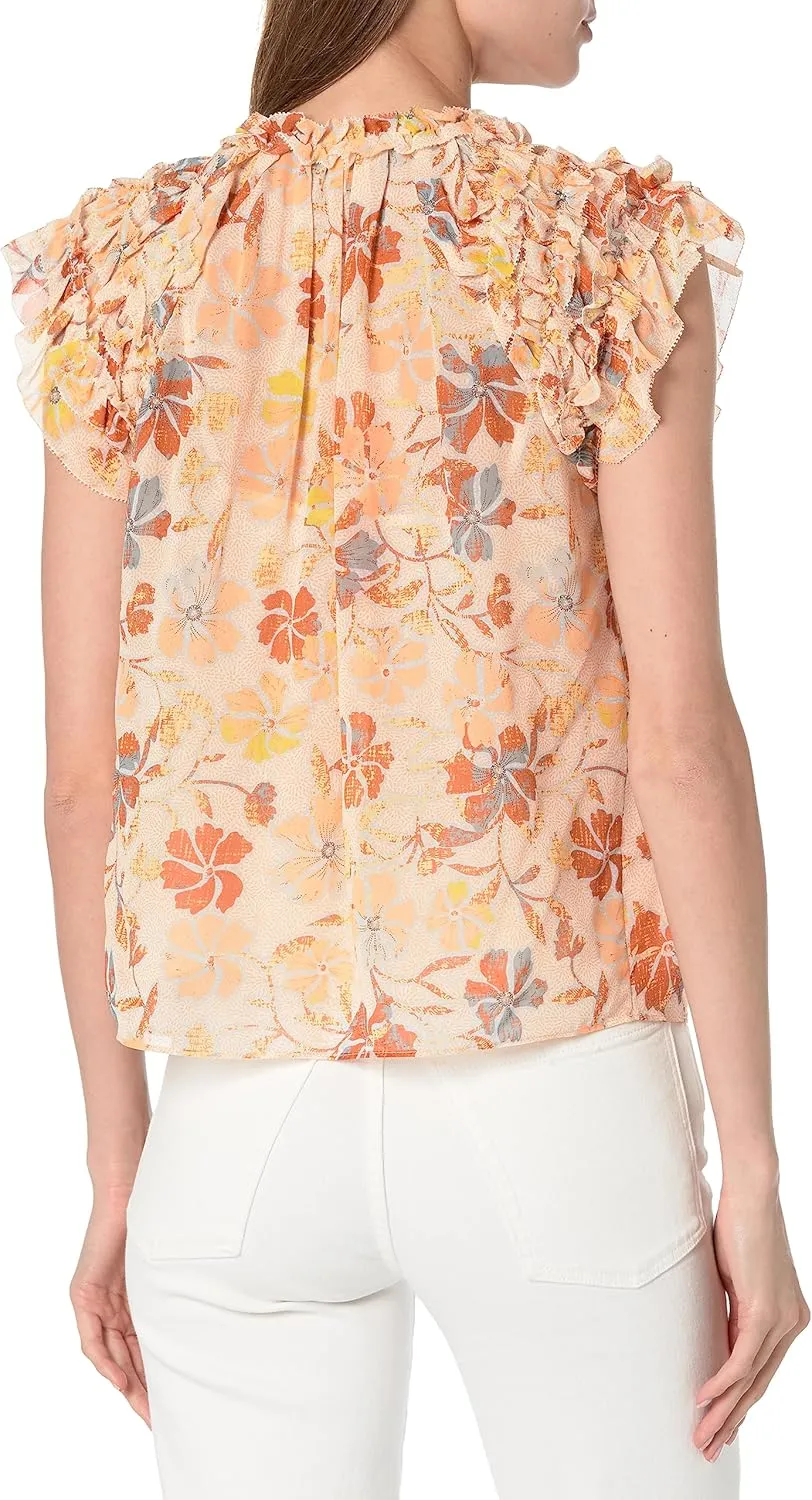 Women's Tezza Top in Apricot Buff Multi