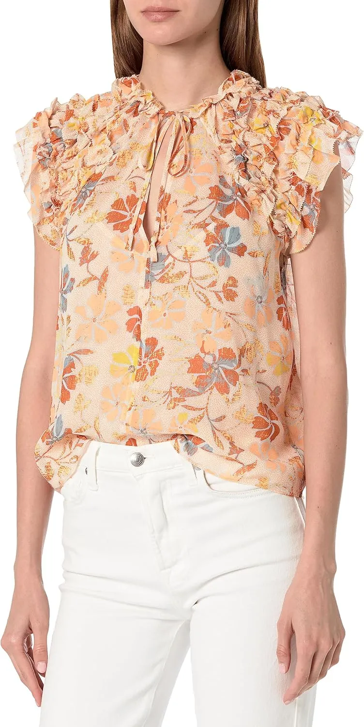 Women's Tezza Top in Apricot Buff Multi