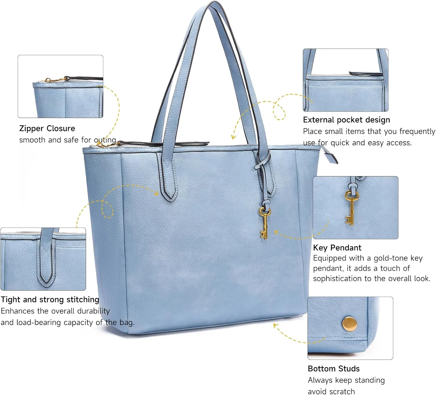 Women's Tote Bag Leather Handbag for Women 16L Large Capacity Travel Purses Ladies Shoulder Bags