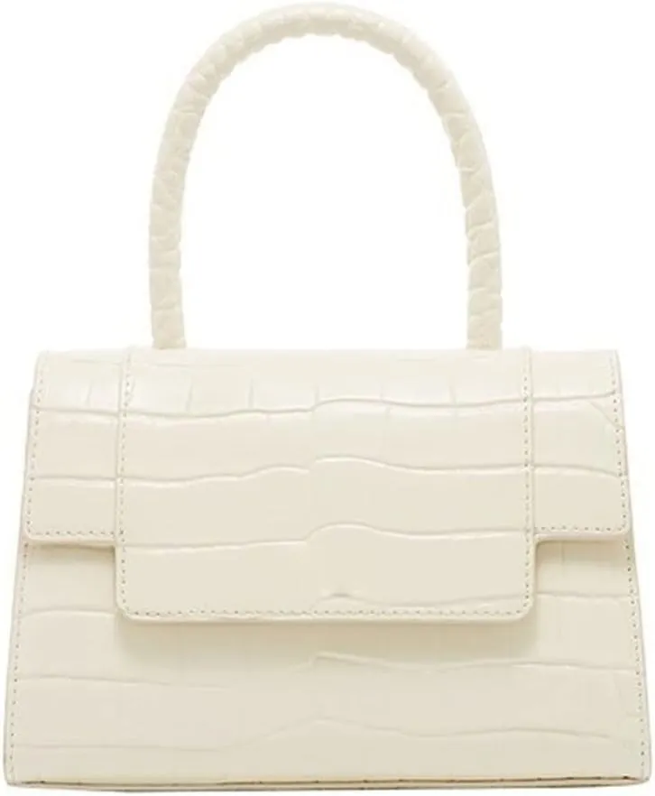 Women's Tote Handbags Bag Shoulder Messenger Bag Retro Handbag Commuter Small Square Bag Original Leather Pattern(Coconut White)