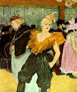 WONDERFULITEMS at The Moulin Rouge The CLOWNESSE CHA-U-KAO Woman Clown Costume Paris 1895 Painting by Toulouse Lautrec ON Canvas REPRO