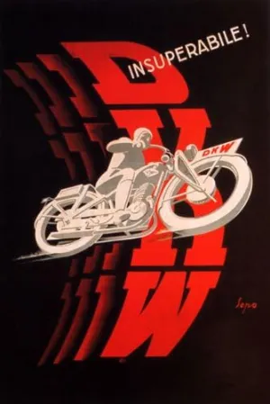 WONDERFULITEMS DKW Motorcycle INSUPERABILE Unbeatable Motorbike Italy 16" X 24" Image Size Vintage Poster REPRO ON Canvas