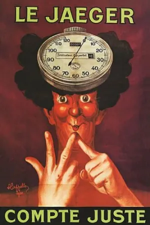 WONDERFULITEMS LE Jaeger Swiss Watch Clock Man Head Count Right Cappiello 16" X 24" Image Size Vintage Poster REPRO ON Canvas