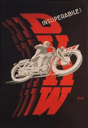 WONDERFULITEMS Motorcycle Bike DKW Italia Italy Italian Vintage Poster Canvas REPRO