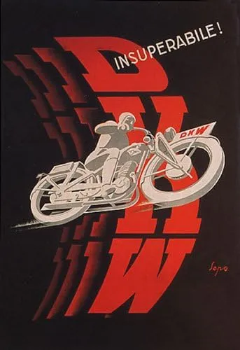WONDERFULITEMS Motorcycle Bike DKW Italia Italy Italian Vintage Poster Canvas REPRO