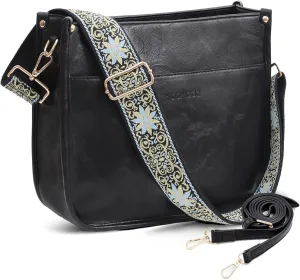 WOOMADA Hobo Handbag for Women Vegan Leather Crossbody Bags Trendy Shoulder Bag with 2 Adjustable Strap