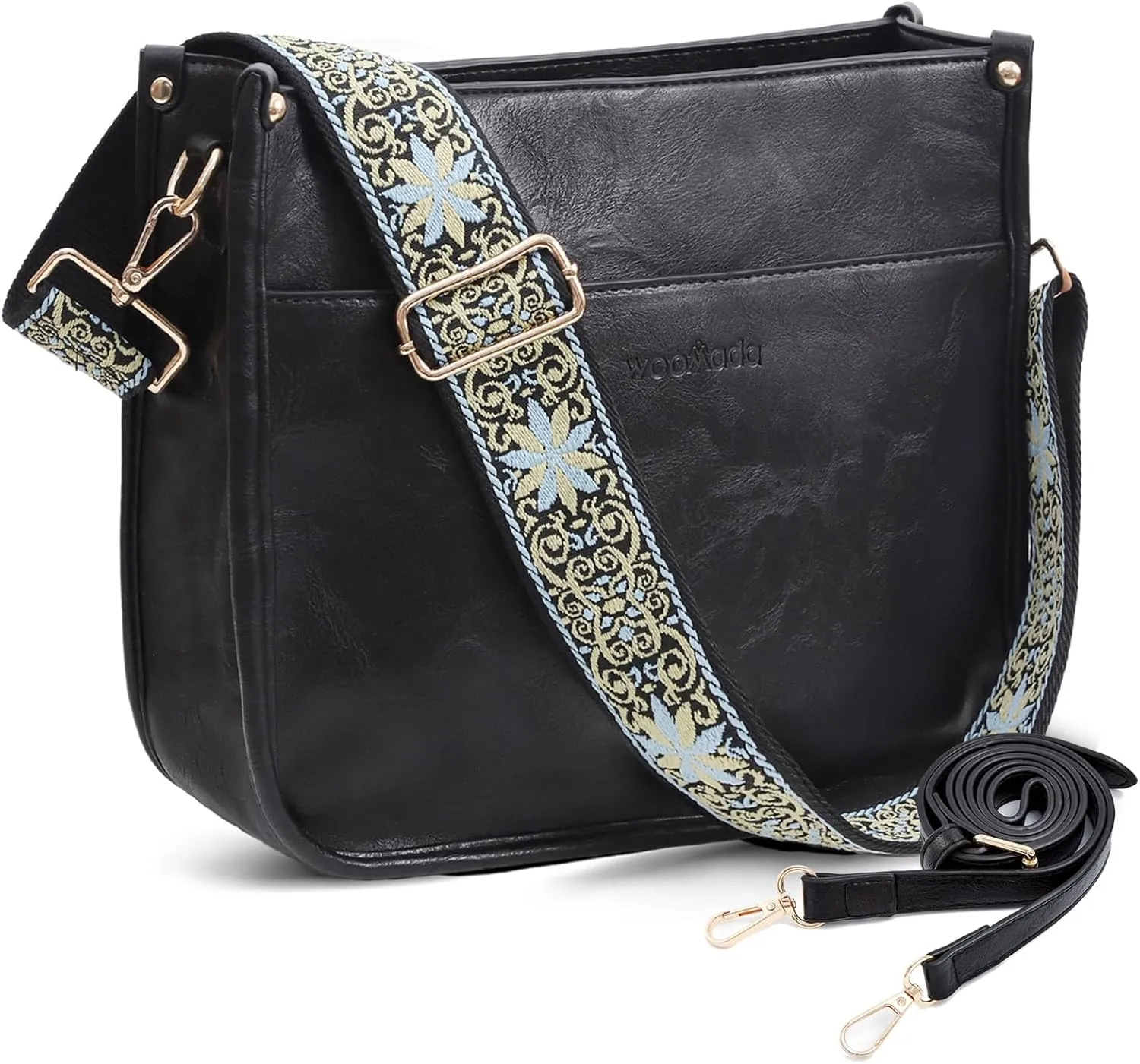 WOOMADA Hobo Handbag for Women Vegan Leather Crossbody Bags Trendy Shoulder Bag with 2 Adjustable Strap