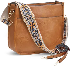 WOOMADA Hobo Handbag for Women Vegan Leather Crossbody Bags Trendy Shoulder Bag with 2 Adjustable Strap