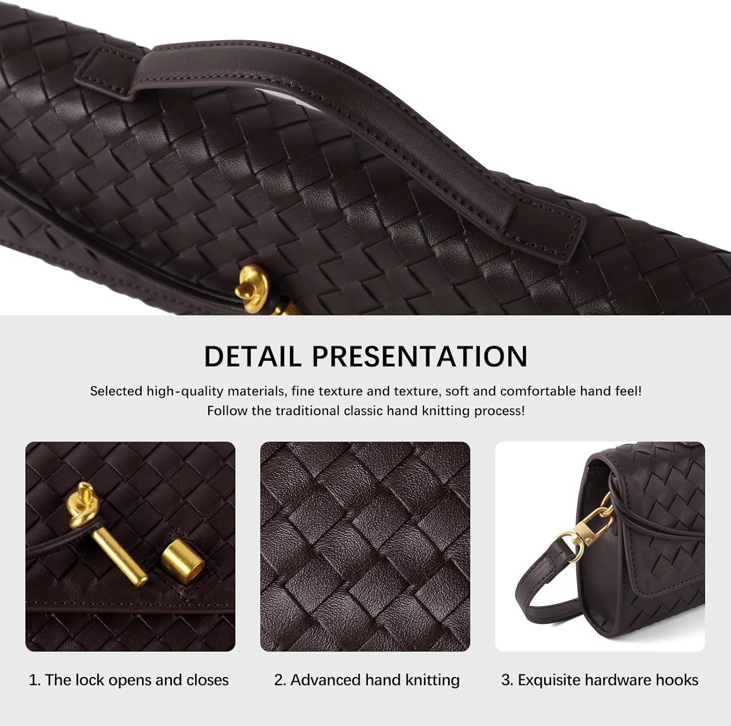 Woven Handbag for Women Evening Bag, Woven Leather Shoulder Handbag Clutch Purse Casual Tote Bags
