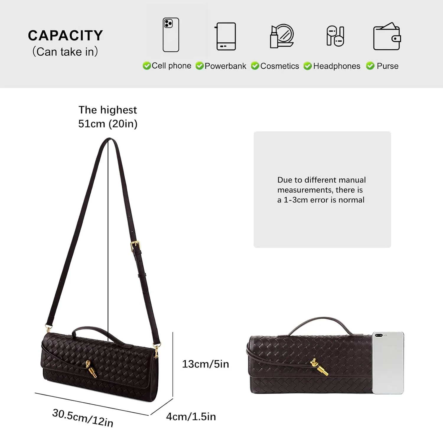 Woven Handbag for Women Evening Bag, Woven Leather Shoulder Handbag Clutch Purse Casual Tote Bags