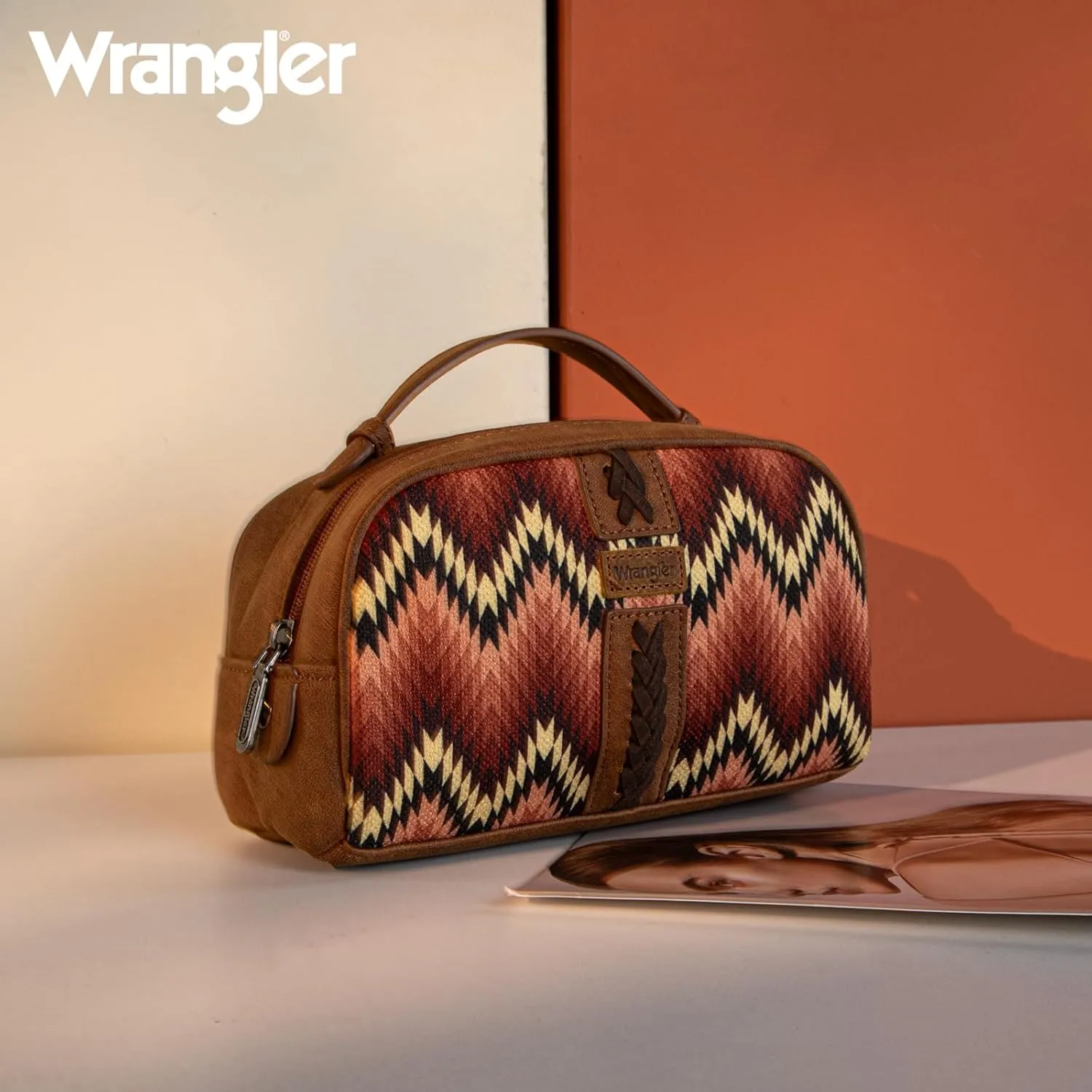 Wrangler Makeup Pouch Bag Mini Western Toiletry Purse Cosmetic Organizer Paisley Travel Pouch for Women