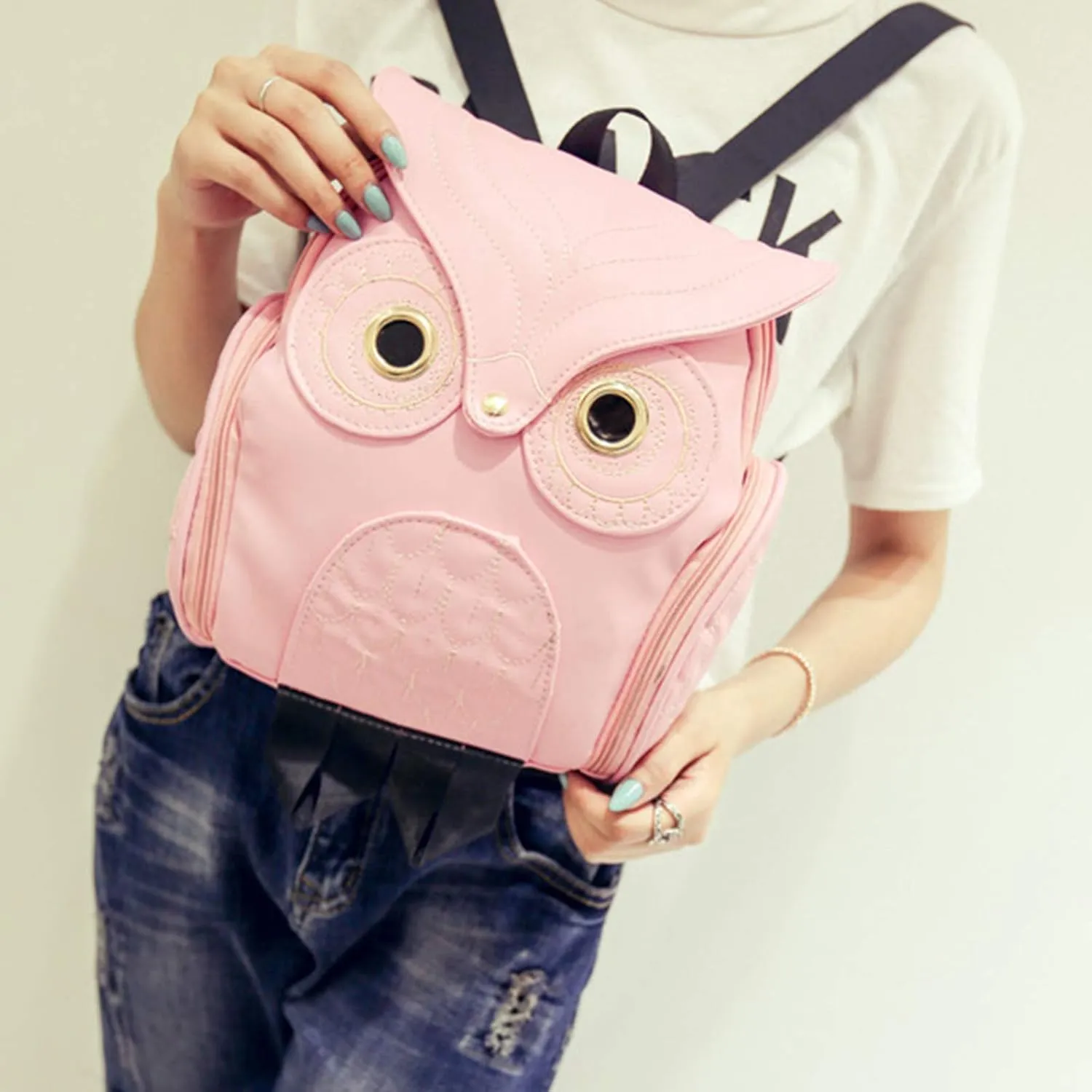 WYSBAOSHU Fashion Owl Backpack Women Pu Leather Mini Bag