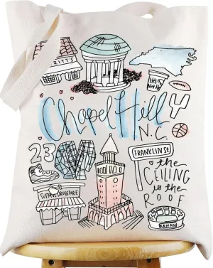 WZMPA Chapel Hill North Carolina Travel Tote Bag - Chapel Hill Souvenir Gift Reusable Grocery Bag