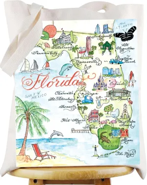 WZMPA Florida State Tote Bag - Trip Souvenirs Gift, Vacation Shoulder Bag, Travel Merchandise