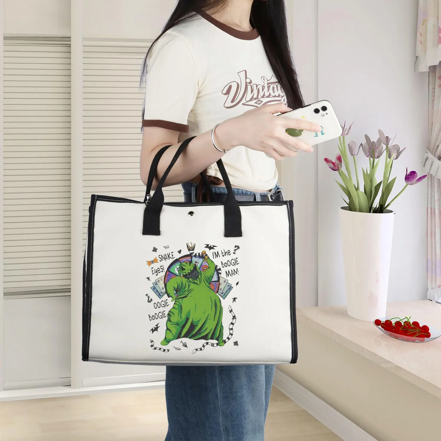 WZMPA Funny Boogie Man Tote Bag - Oogie Fans Gift Shoulder Bag Merch