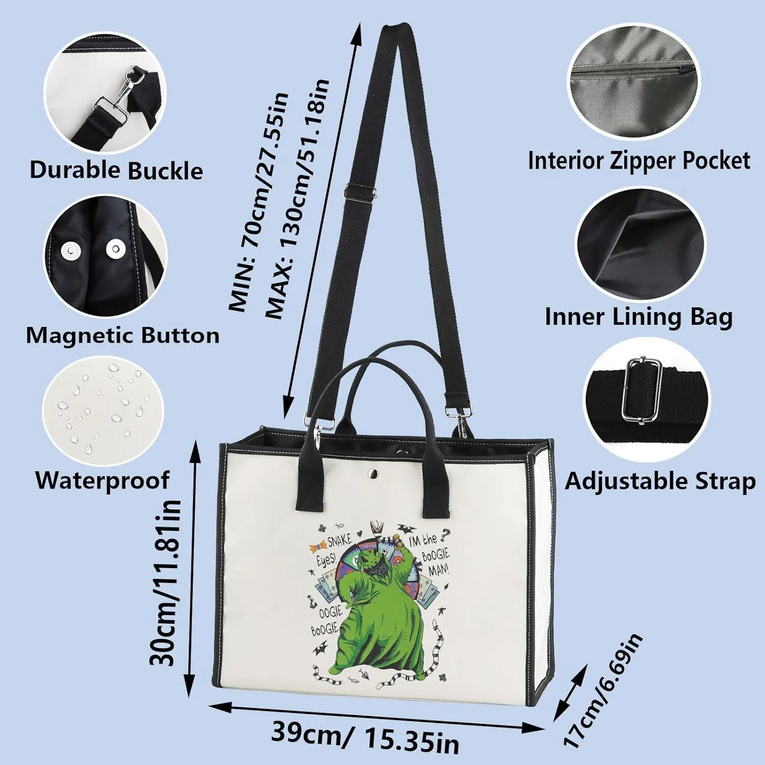 WZMPA Funny Boogie Man Tote Bag - Oogie Fans Gift Shoulder Bag Merch