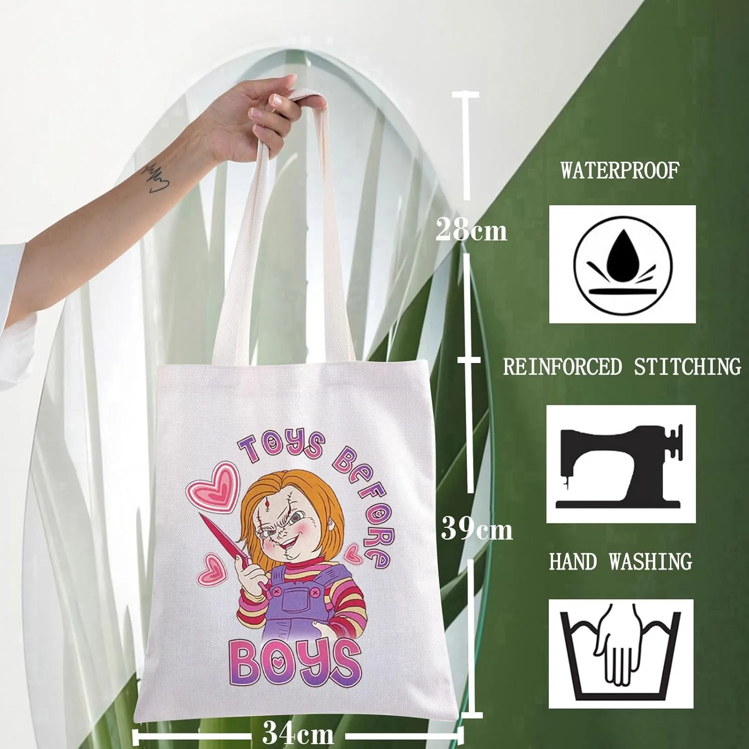 WZMPA Funny Killer Doll Canvas Tote Bag Murderous Toy Fans Gift Toys Before Bo ys Shoulder Bag Evil Doll Merch