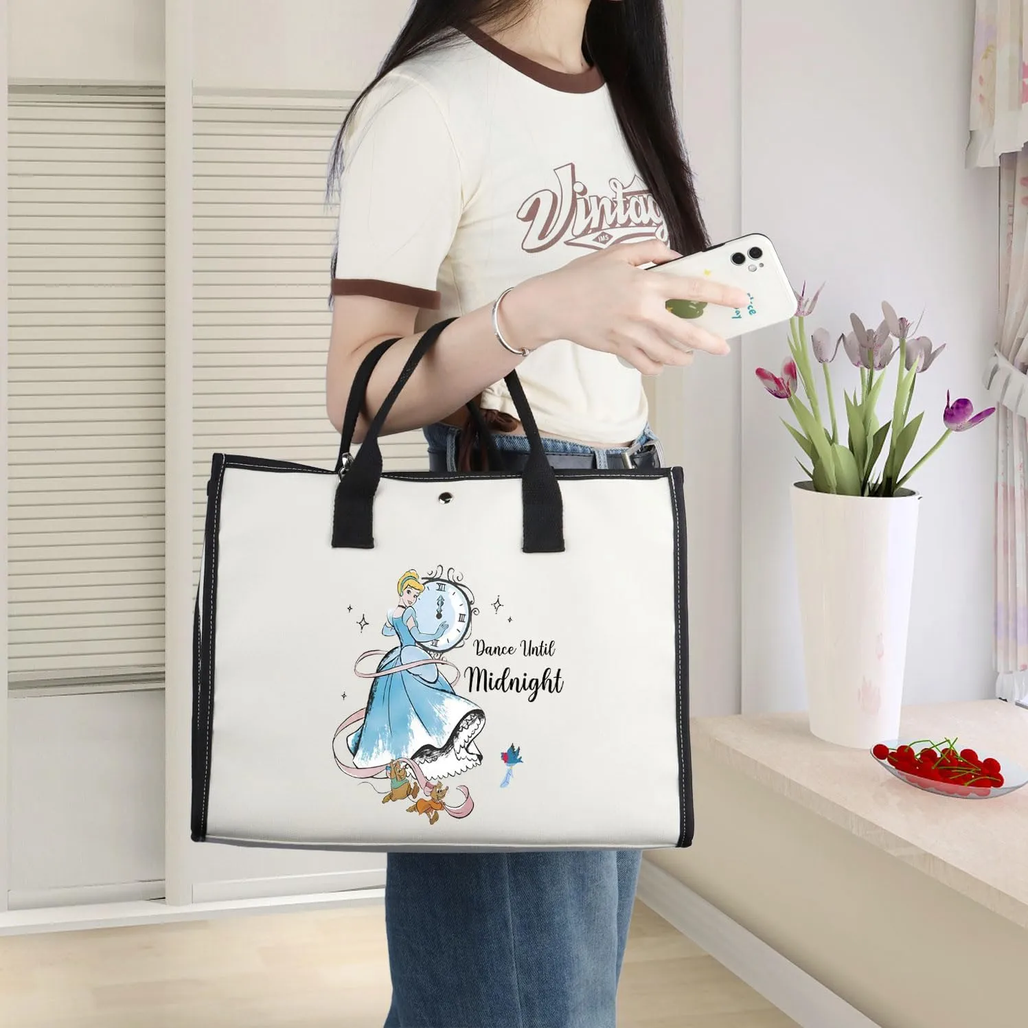 WZMPA Magical Princess Tote Bag Cartoon Rat Fans Gifts Dance Until Midnight Scullery Maid Shoulder Bag Fairy Tales Merch