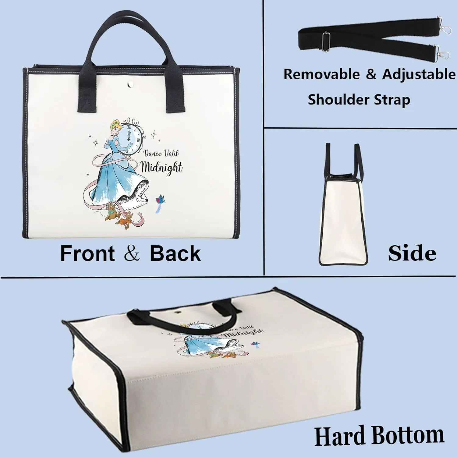 WZMPA Magical Princess Tote Bag Cartoon Rat Fans Gifts Dance Until Midnight Scullery Maid Shoulder Bag Fairy Tales Merch